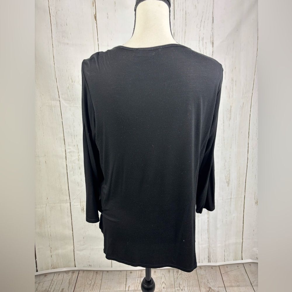 ‼️5/$25‼️ DG2 by Diane Gilman Women's Top Blouse Pullover Double Layered Black - Picture 6 of 8